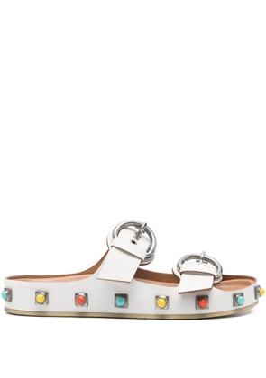 Etro Pre-Owned embellished double-buckle strappy sandals - White