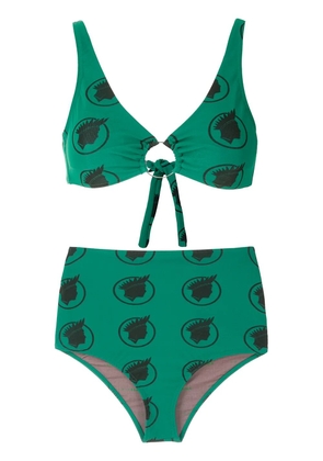 Amir Slama Índio print high waisted bikini set - Green