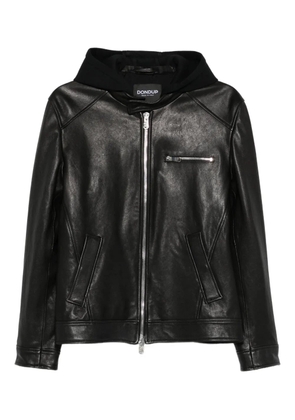 DONDUP hooded leather jacket - Black