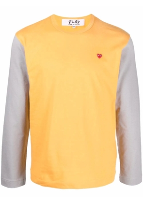 Comme Des Garçons Play logo-embroidered colour-block T-shirt - Orange