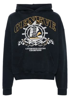 RHUDE nautical-print cotton hoodie - Black