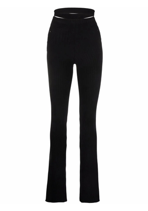ANDREĀDAMO ribbed-knit bootcut trousers - Black