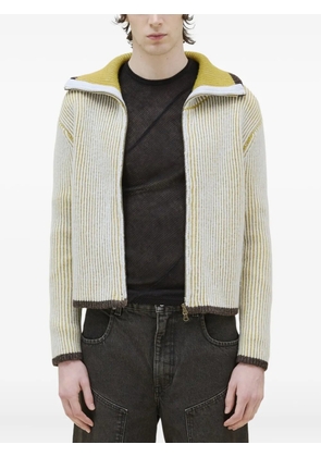 Eckhaus Latta ribbed-knit zip-up cardigan - Yellow