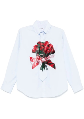 Vaquera rose bouquet-print shirt - Blue