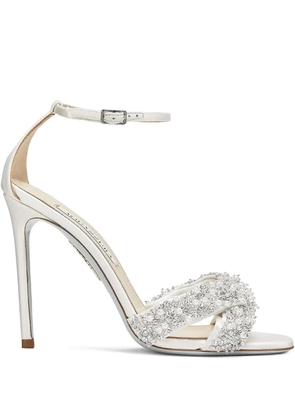 Aquazzura 105mm Melodie crystal-embellished sandals - White