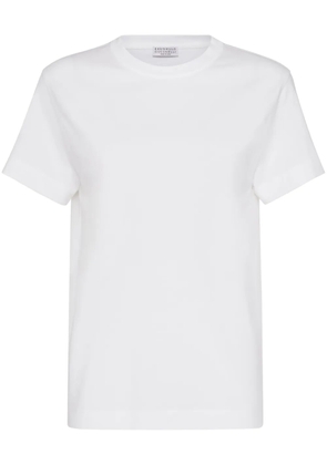 Brunello Cucinelli Monili-trim cotton T-shirt - White