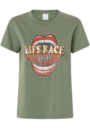 PINKO Lips Race mouth print T-shirt - Green