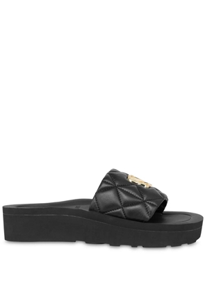 Love Moschino quilted leather slides - Black