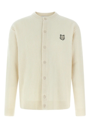 Maison Kitsuné fox-head ribbed cardigan - Neutrals