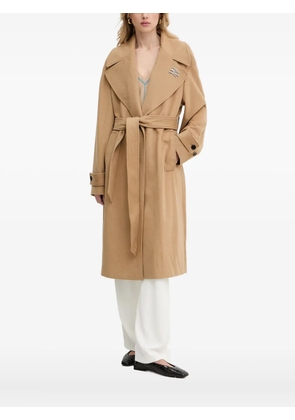 Karl Lagerfeld belted logo-plaque coat - Neutrals