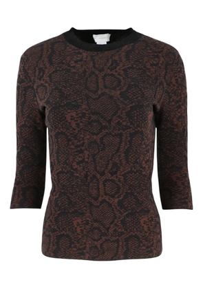 Stella McCartney snake-print quarter-sleeve T-shirt - Brown