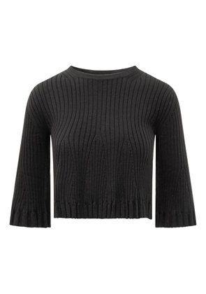 LouLou de Saison Ammi ribbed bell-sleeve knitted top - Black