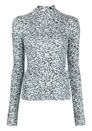 Nanushka back cut-out patterned top - Blue