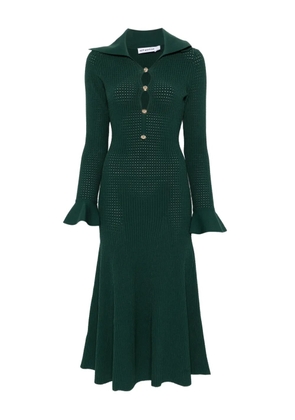 Self-Portrait collared knitted midi dress - Green