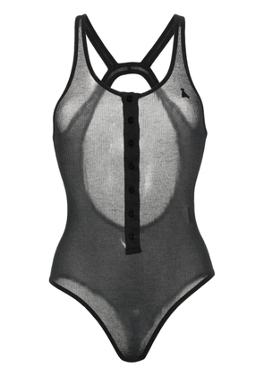 ANDREĀDAMO fine-ribbed open-back bodysuit - Black