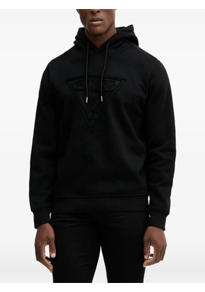 GUESS USA triangle-logo embossed hooded sweater - Black