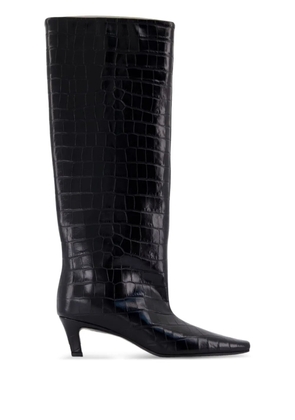 TOTEME 50mm croc-embossed leather knee-high boots - Black