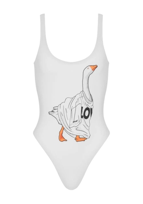 Moschino Goose graphic-print swimsuit - White