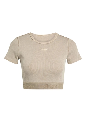 adidas logo-embroidered T-shirt - Neutrals