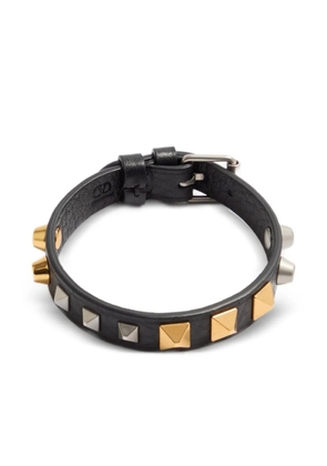 Valentino Garavani Rockstud grainy leather bracelet - Black