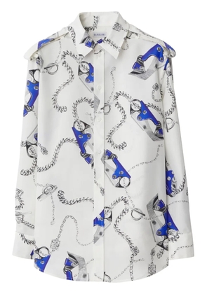 Burberry Knight Hardware-print silk shirt - White