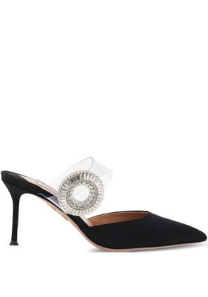 Aquazzura 75mm Crystal Hoop pointed-toe mules - Black