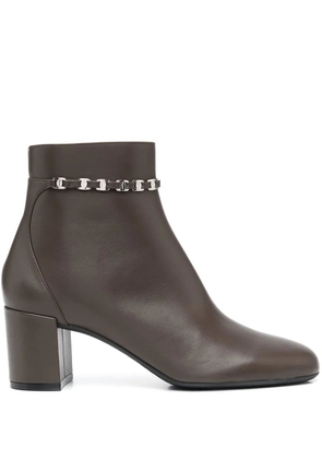 Ferragamo chain-link leather ankle boots - Brown