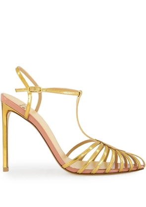 Francesco Russo 105mm metallic-finnish heeled sandals - Gold