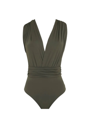 Brigitte draped-detail V-neck swimsuit - Green