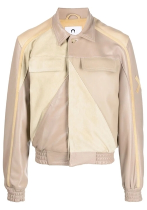 Marine Serre patchwork deadstock leather jacket - Neutrals