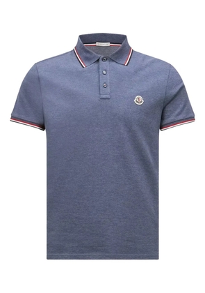 Moncler logo striped-trims polo shirt - Blue