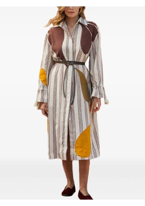 PAULA striped-detail midi dress - White