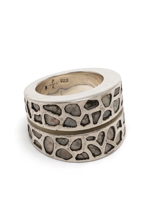 Parts of Four diamond encrusted sterling silver ring