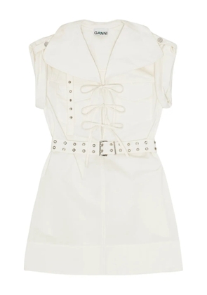 GANNI belted dress - White