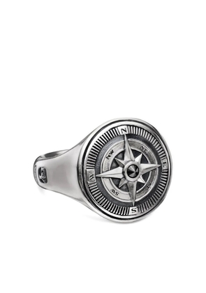 David Yurman sterling silver Maritime Compass black diamond signet ring