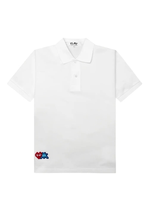 Comme Des Garçons Play x Invader pixel-heart embroidered polo shirt - White