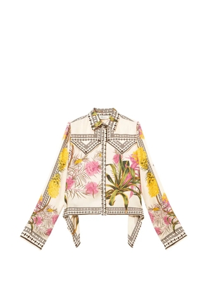 Blumarine floral print twill top - Neutrals