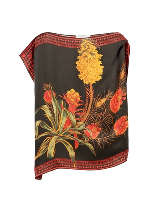 Blumarine twill floral print top - Black