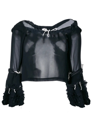 Comme Des Garçons Pre-Owned sheer drawstring blouse - Blue