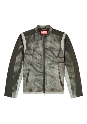 Diesel panelled logo biker jacket - Grey