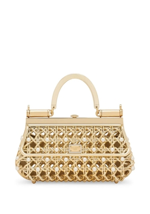 Dolce & Gabbana pearl-embellished caged tote bag - Gold