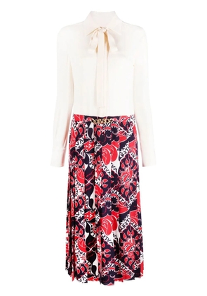 Valentino Garavani silk logo-print dress - White