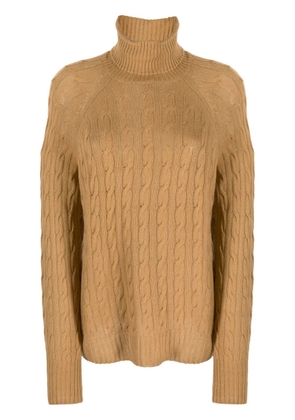 ETRO cable-knit roll-neck jumper - Brown