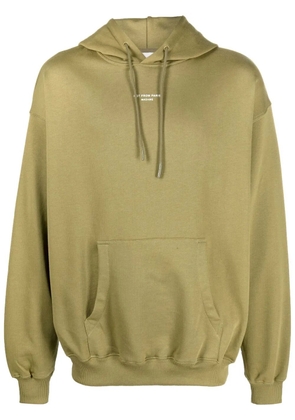 Drôle De Monsieur slogan-print drawstring hoodie - Green