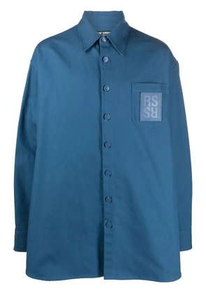Raf Simons Oversized logo-patch cotton shirt - Blue