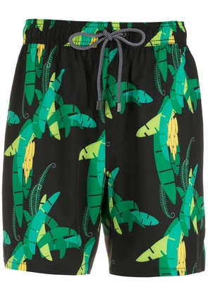 Amir Slama leaf-print swim shorts - Black