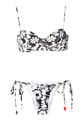 Amir Slama floral-print bikini set - Black