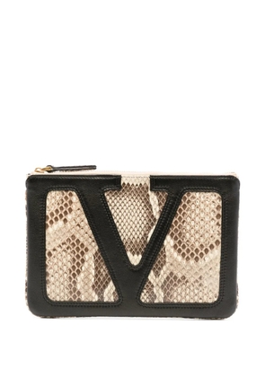 Valentino Garavani Viva Superstar leather clutch bag - Neutrals