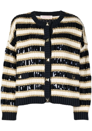 Valentino Garavani Rockstud sequinned cardigan - Neutrals