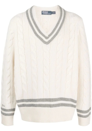 Polo Ralph Lauren tipped V-neck cable-knit jumper - Neutrals